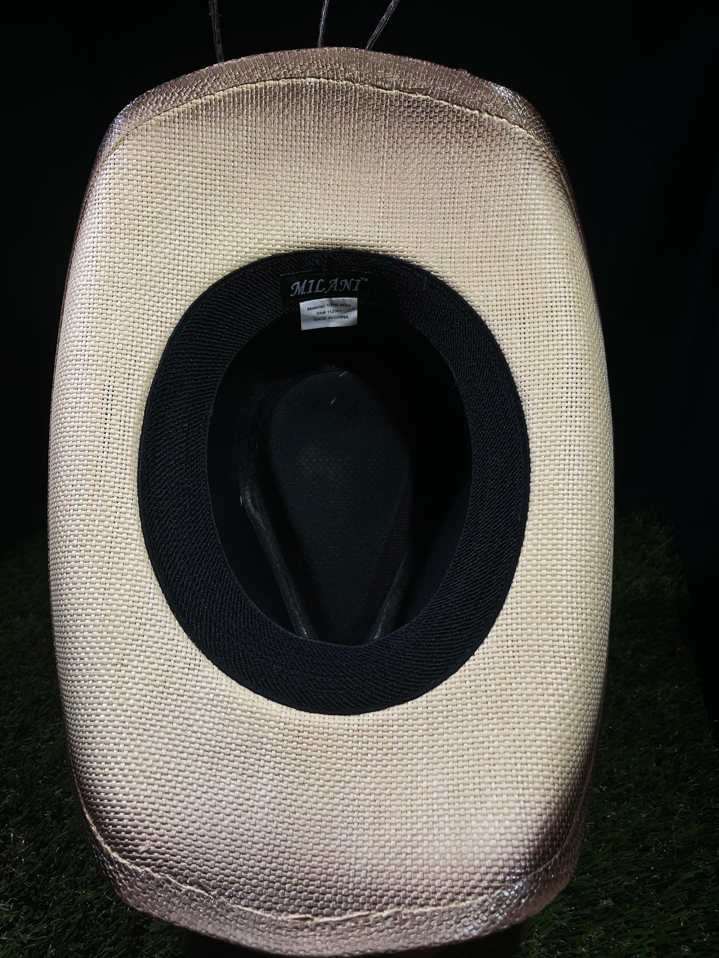 Straw Western Cowboy Hat With Brown Heart Band- Light Brown