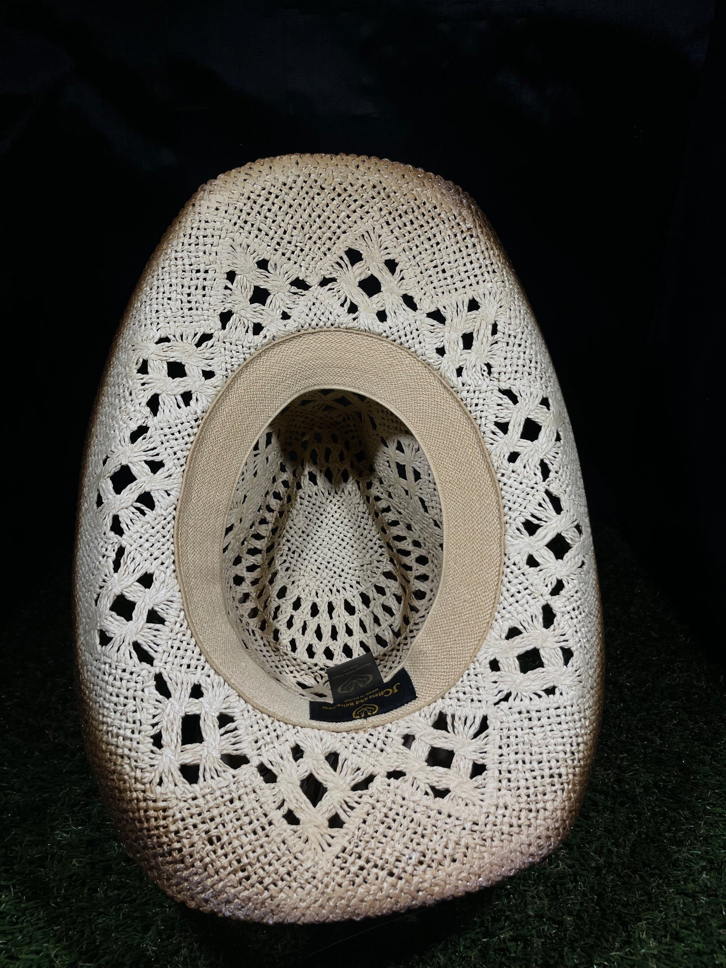 Light Brown Straw Cowboy Cowgirl Hat - Breathable Design with Turquoise Buckle and Beaded Band