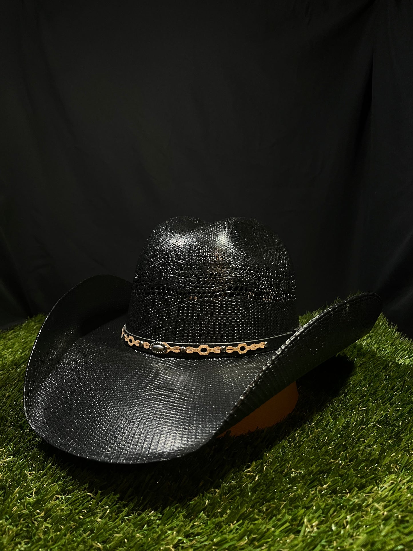 Black Bull-Hide Straw Bangora Cowboy Hat Western Unisex by Correa Hats
