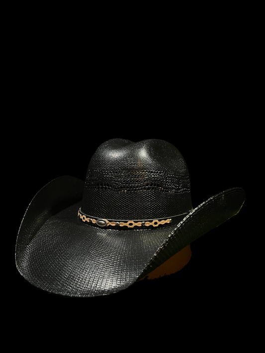 Black Bull-Hide Straw Bangora Cowboy Hat Western Unisex by Correa Hats