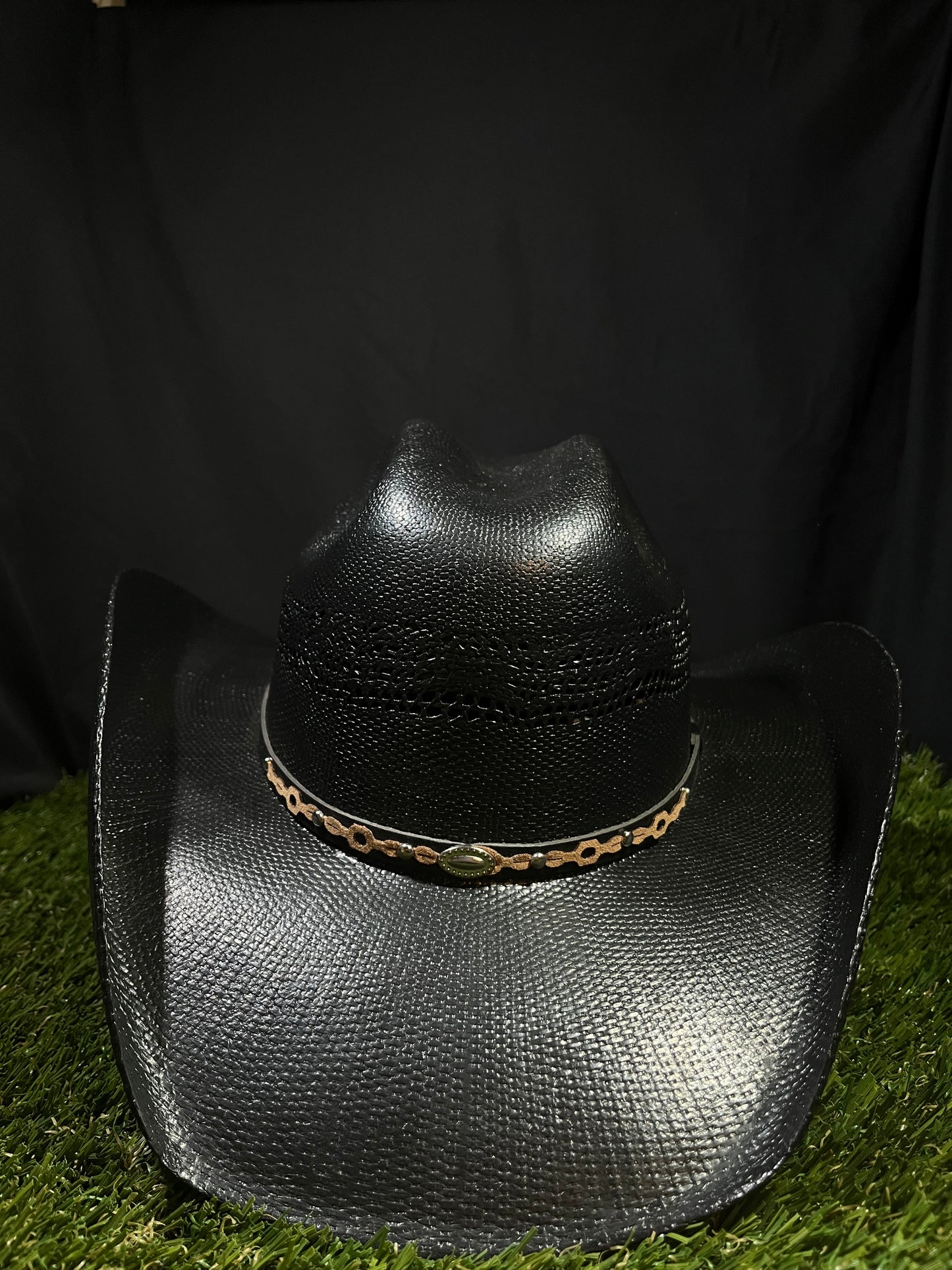 Black Bull-Hide Straw Bangora Cowboy Hat Western Unisex by Correa Hats