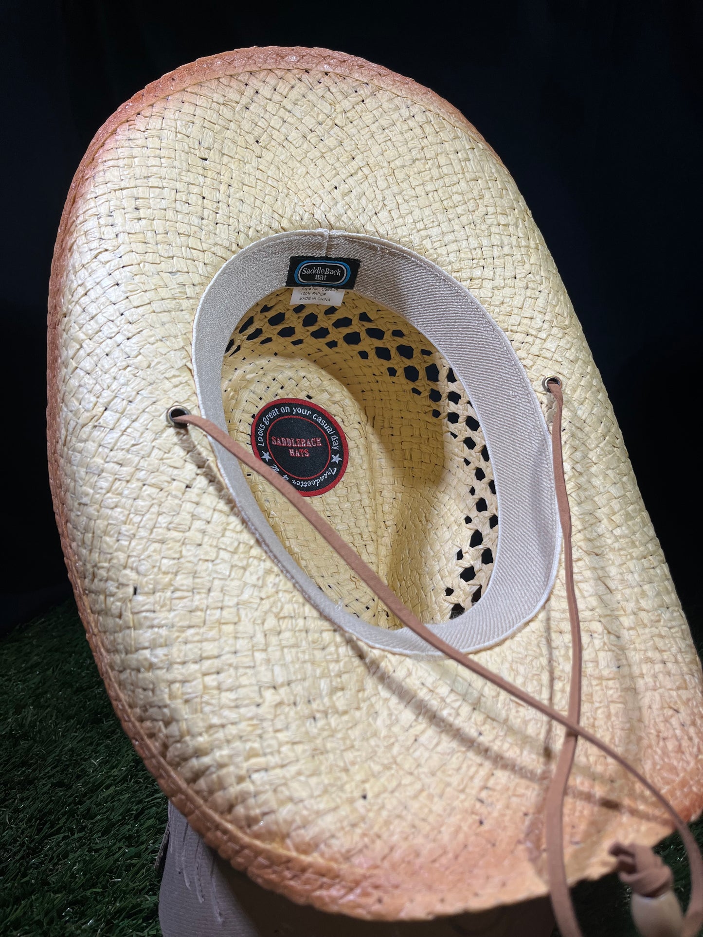Natural Ventilated Straw Cowboy/Cowgirl Hat with Chrome Butterfly Band – Bendable Brim | Correa Hats