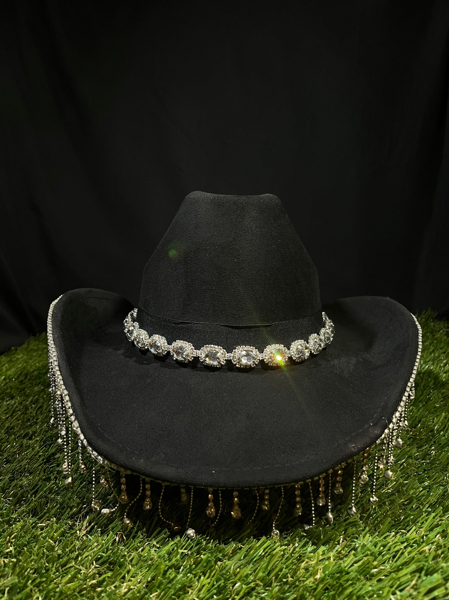 Bedazzled Chandelier Shine Black Hat