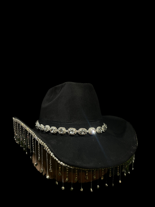 Bedazzled Chandelier Shine Black Hat