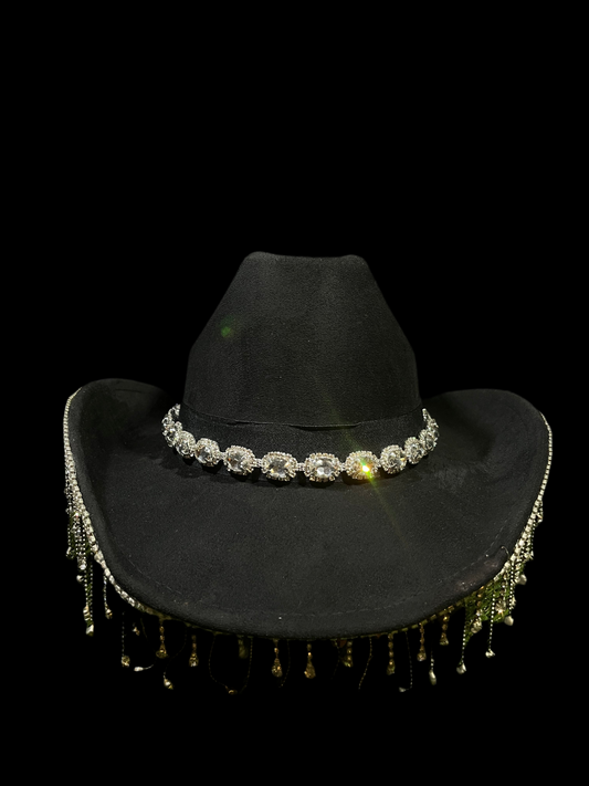 Bedazzled Chandelier Shine Black Hat