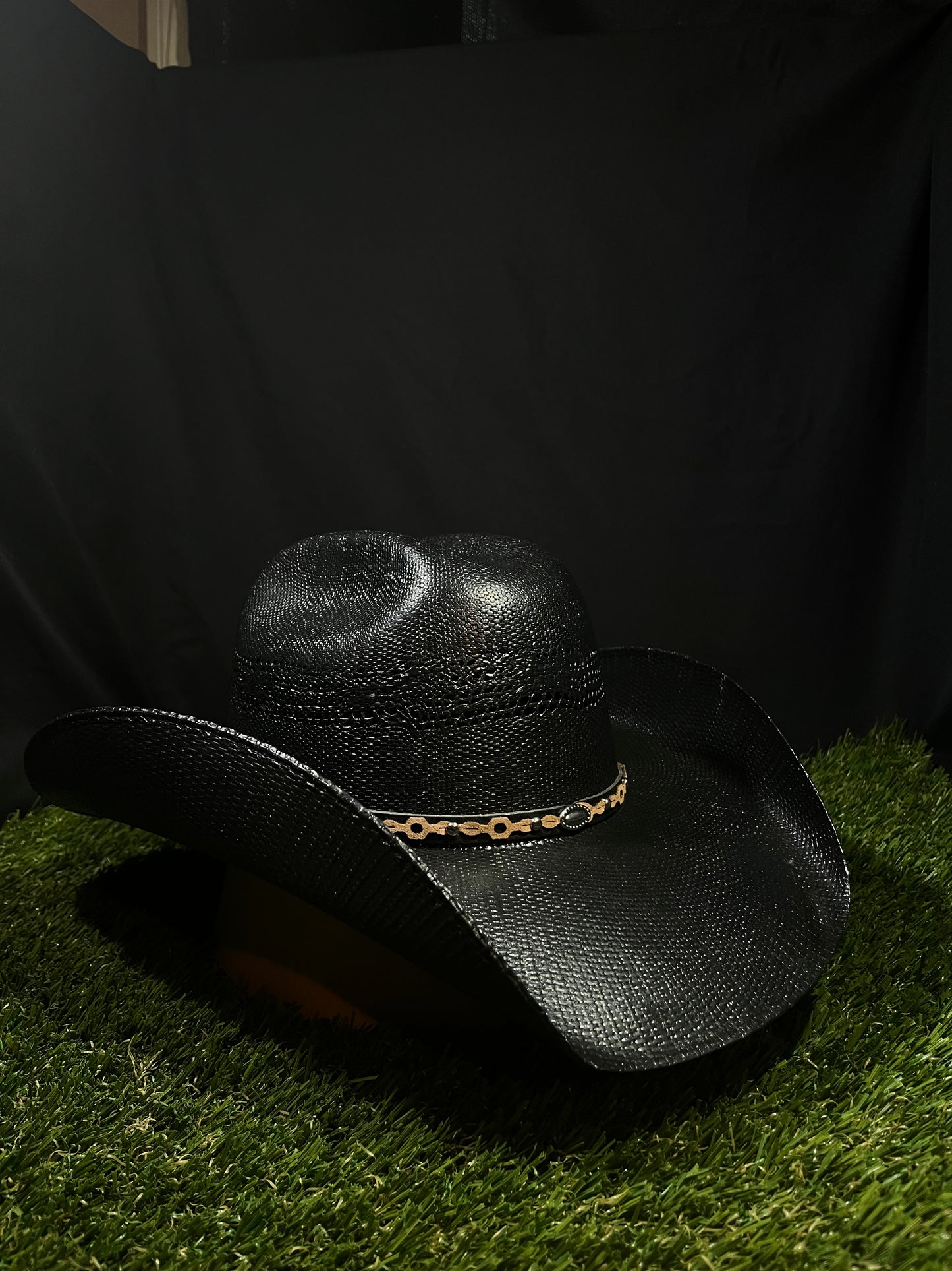 Black Bull-Hide Straw Bangora Cowboy Hat Western Unisex by Correa Hats