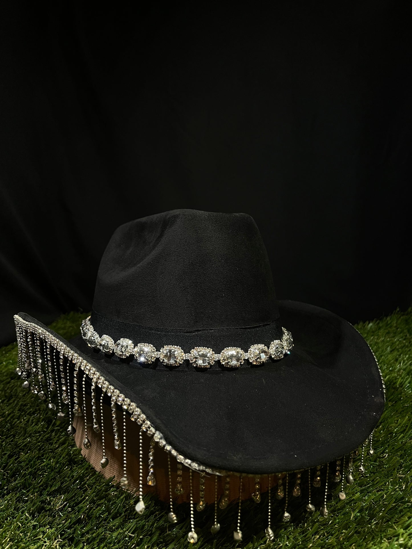 Bedazzled Chandelier Shine Black Hat