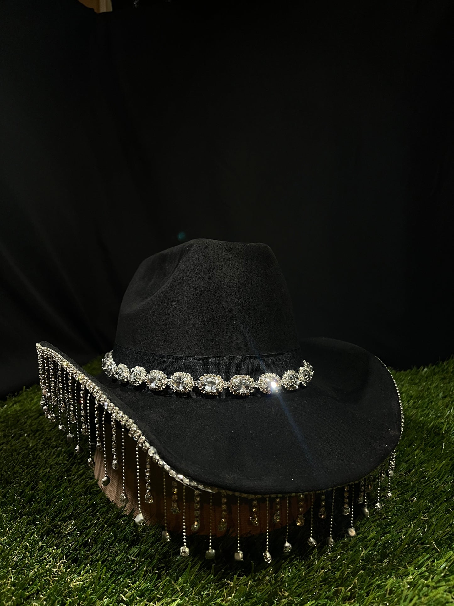 Bedazzled Chandelier Shine Black Hat