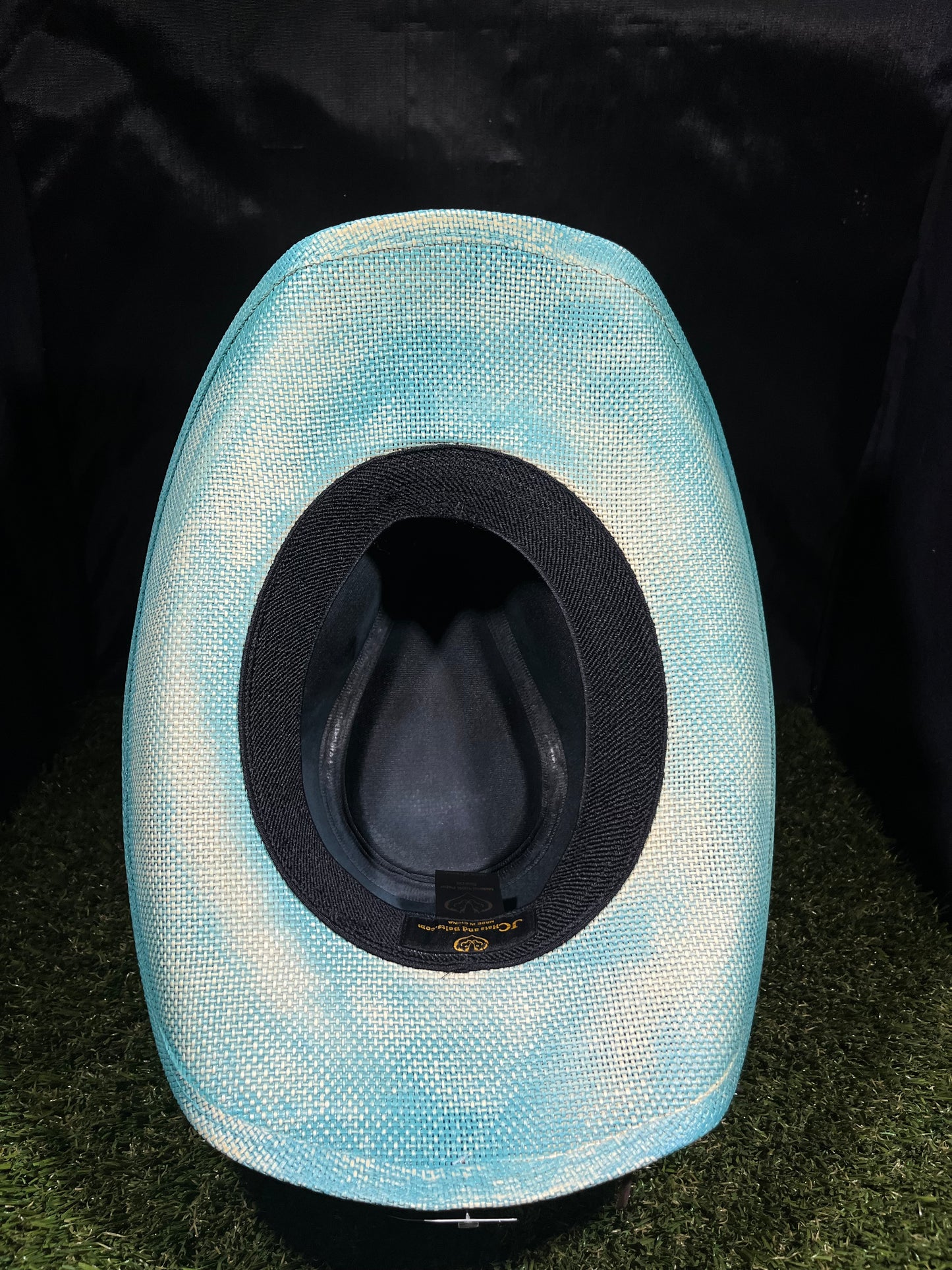 Light Blue Cowgirl Hat Rustic Metallic Evil Eye Protection Butterfly