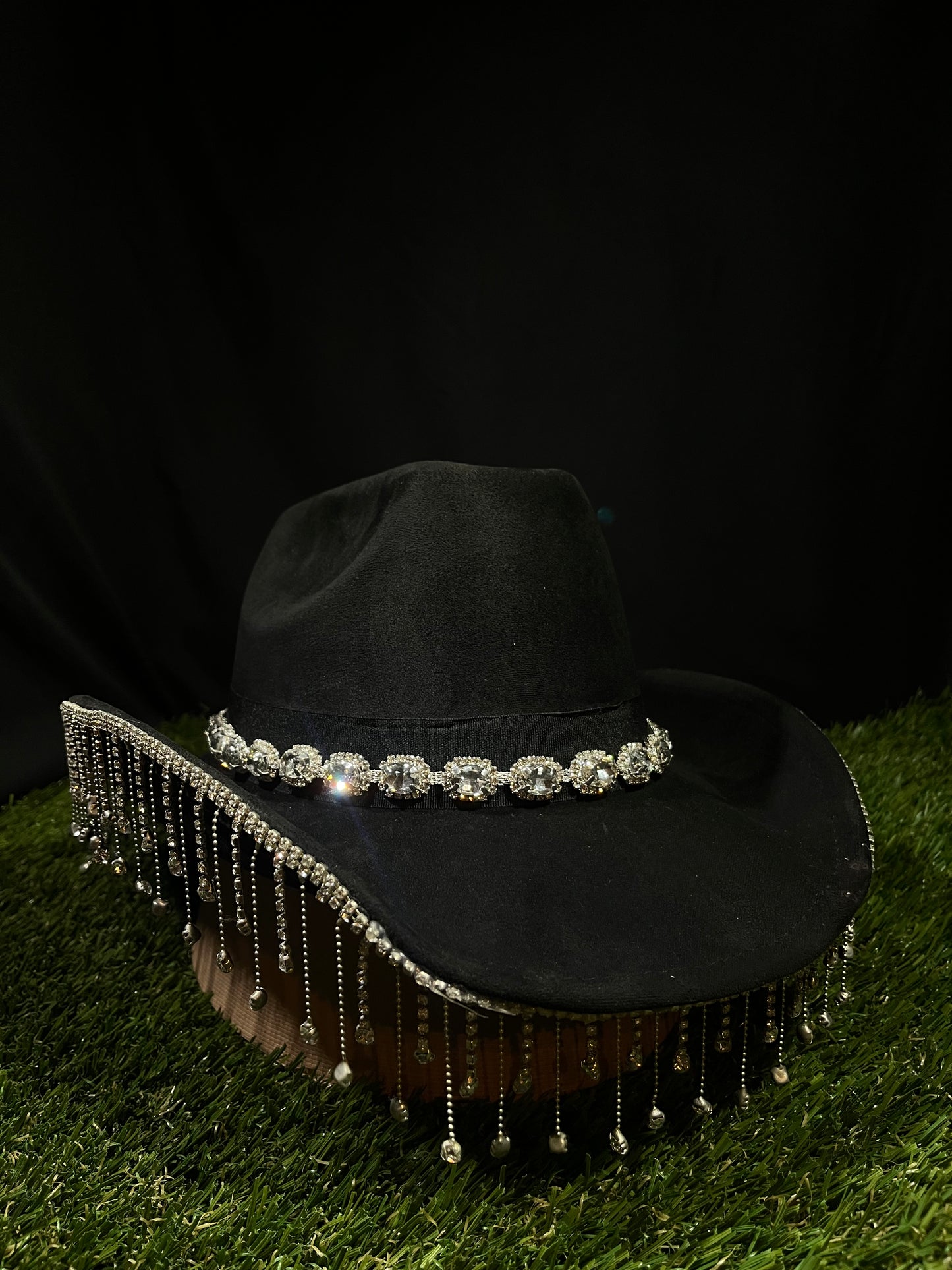 Bedazzled Chandelier Shine Black Hat