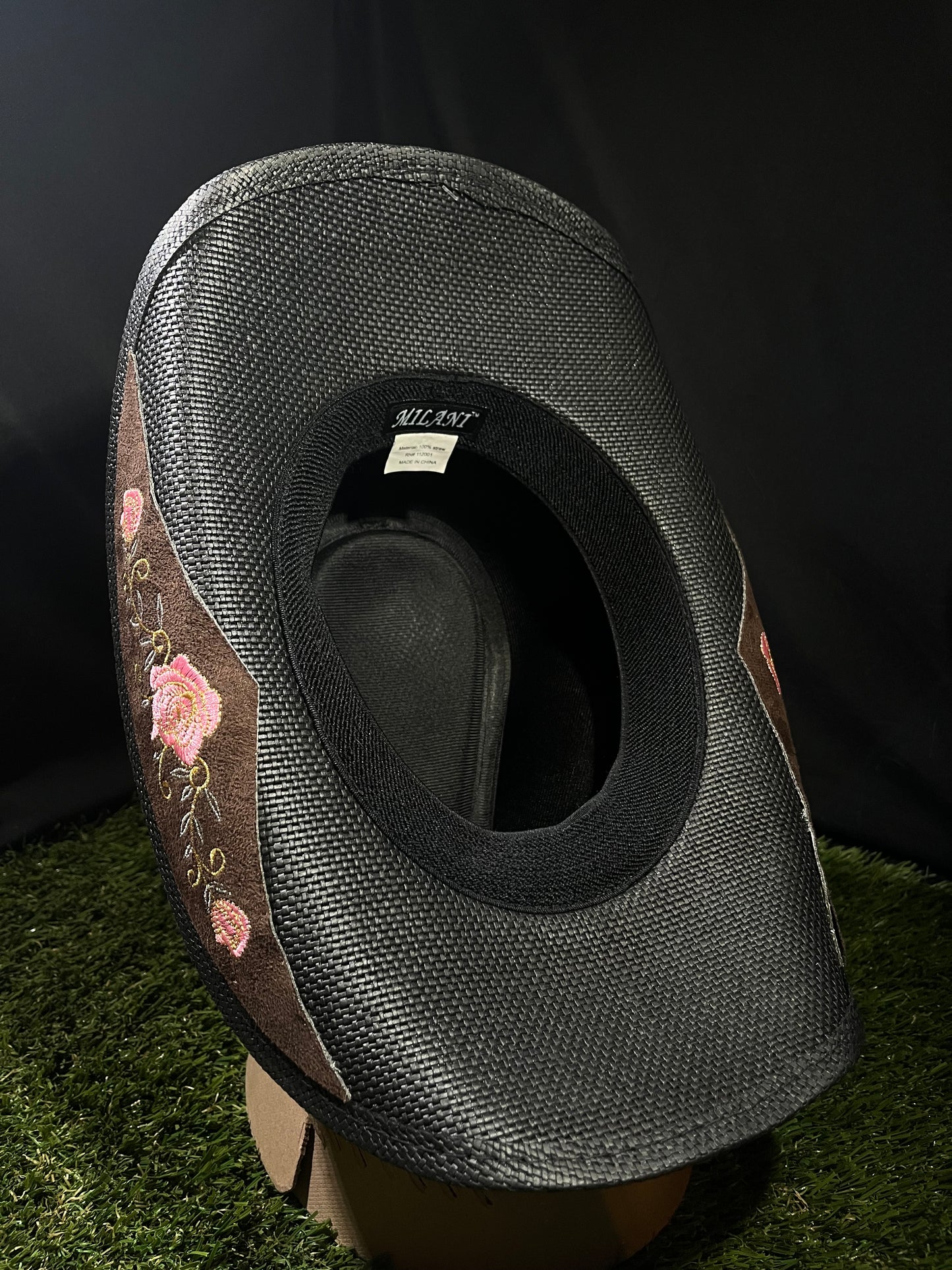 🖤 Black Bangora Western Premium bendable brim Cowboy/Cowgirl Hat with Pink Floral Band – Correa Hats