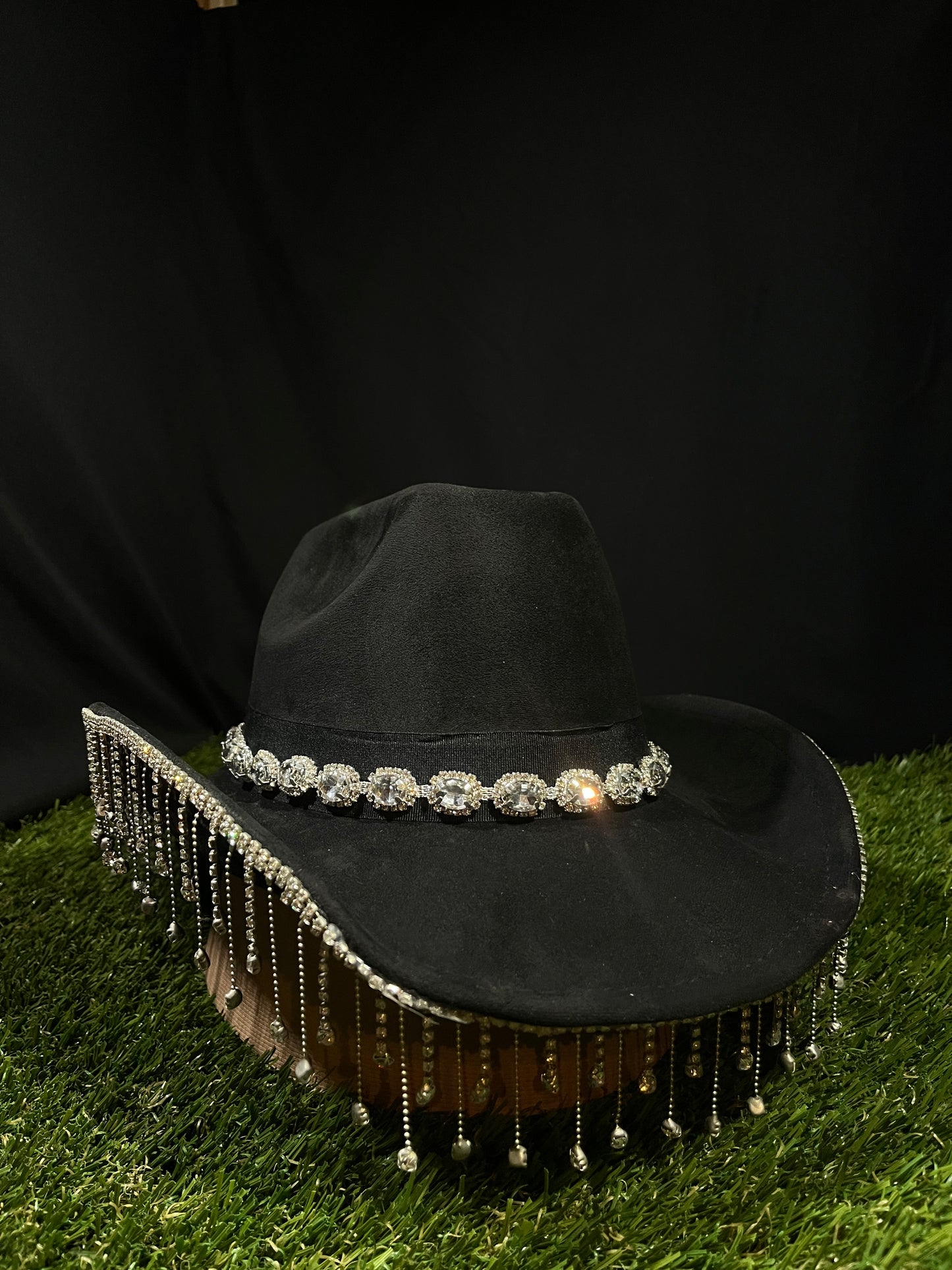 Bedazzled Chandelier Shine Black Hat