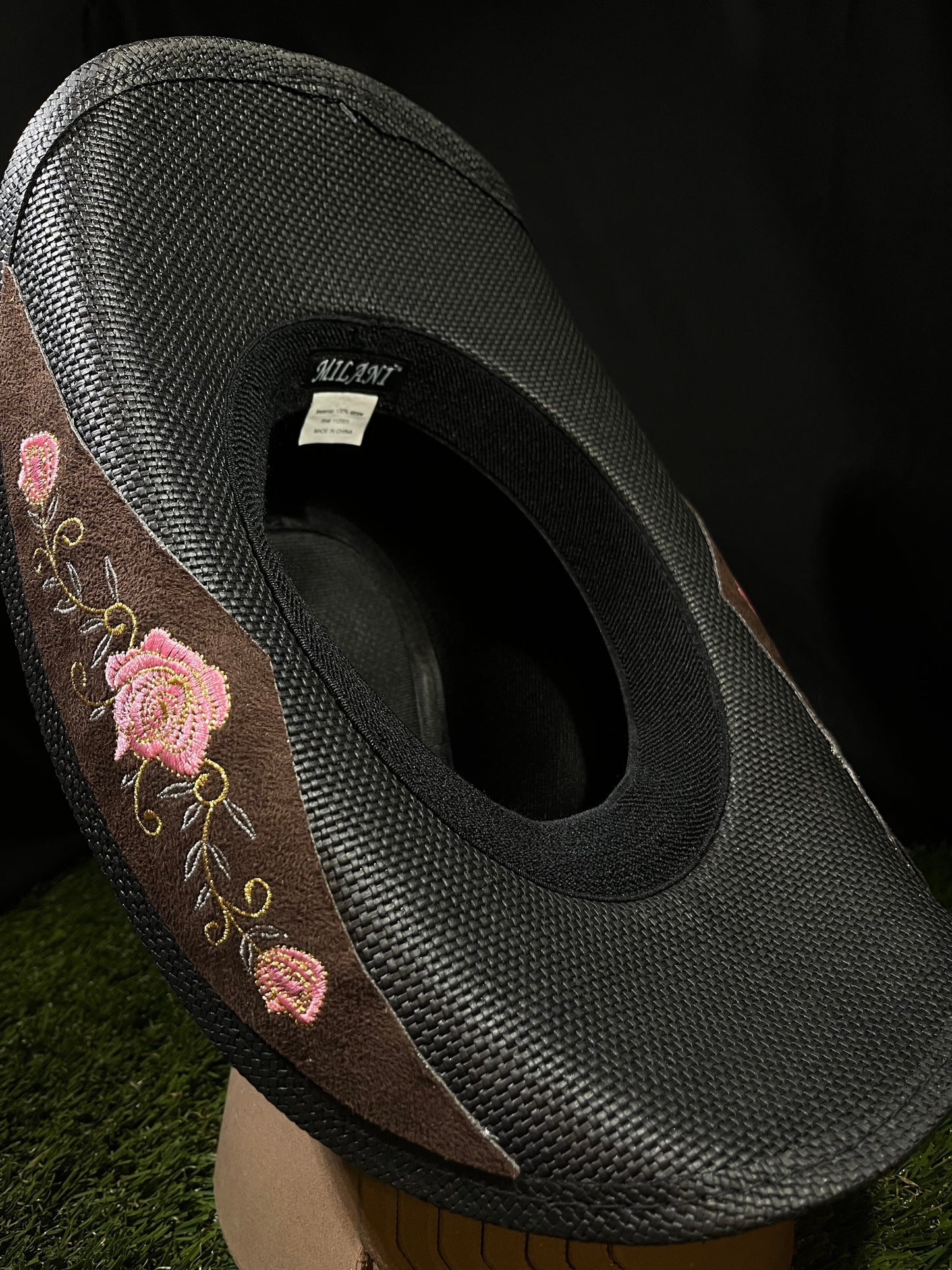 🖤 Black Bangora Western Premium bendable brim Cowboy/Cowgirl Hat with Pink Floral Band – Correa Hats