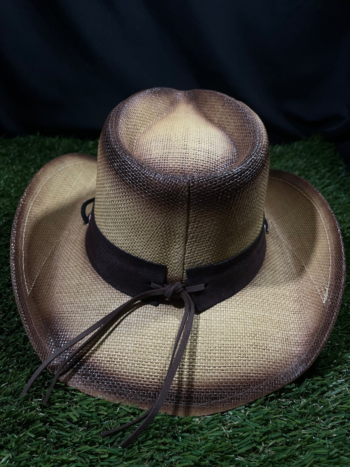 Dark Rose Western Cowgirl Hat Pink Flower Straw Western Women’s CowboyVintage Wide Brimmed dark brown Hat