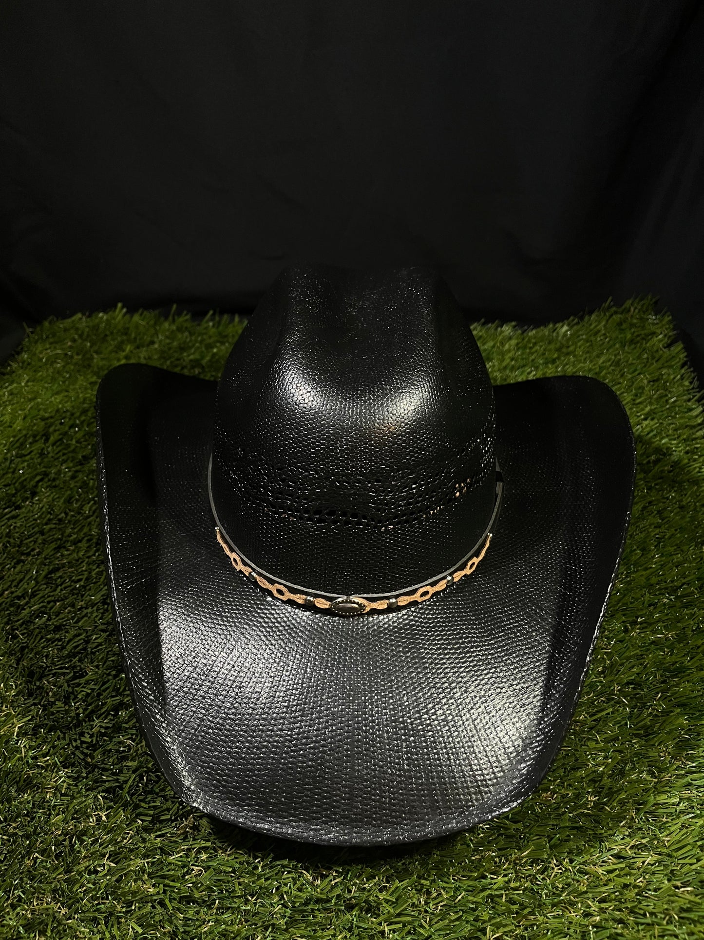 Black Bull-Hide Straw Bangora Cowboy Hat Western Unisex by Correa Hats