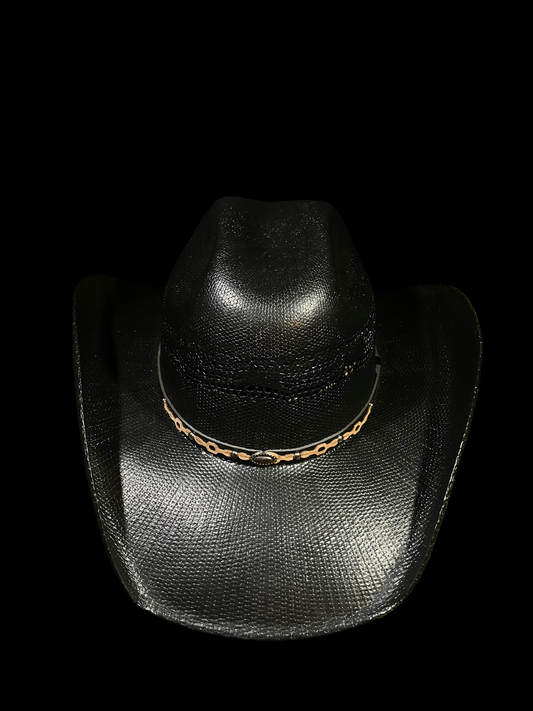Black Bull-Hide Straw Bangora Cowboy Hat Western Unisex by Correa Hats