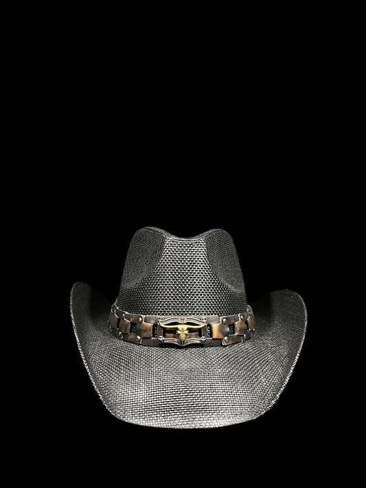 Black Cowboy Cowgirl Longhorn Bullet Bull Band unisex Hat