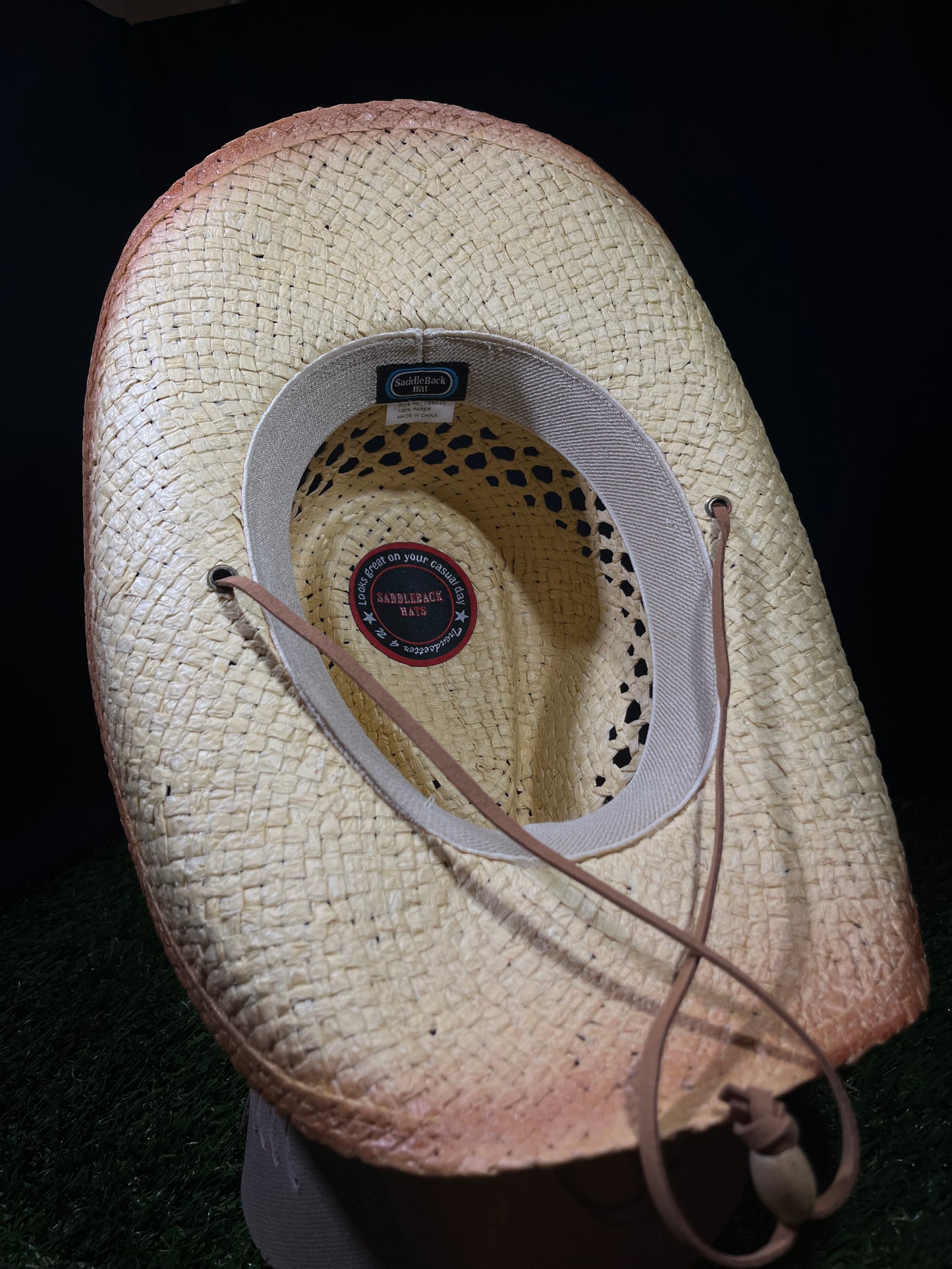 Natural Ventilated Straw Cowboy/Cowgirl Hat with Chrome Butterfly Band – Bendable Brim | Correa Hats